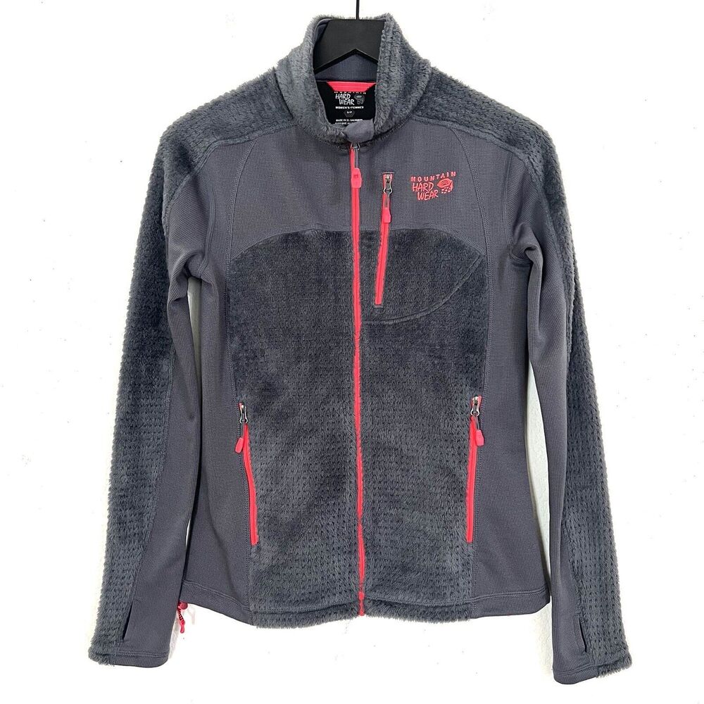 Mountain Hardwear Women’s Monkey Fleece Grid Jacket Size S Grey Pink